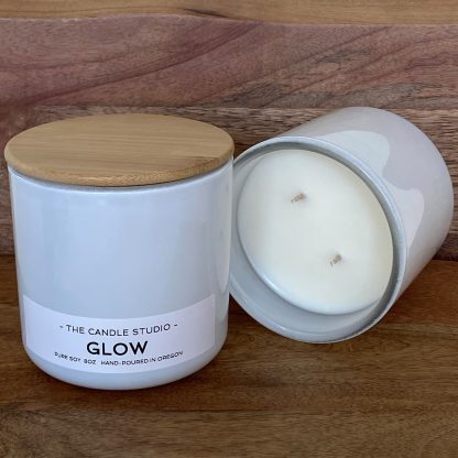 GLOW CANDLE STUDIO - Citrus Glow 12oz Soy Glass & Bamboo Candle