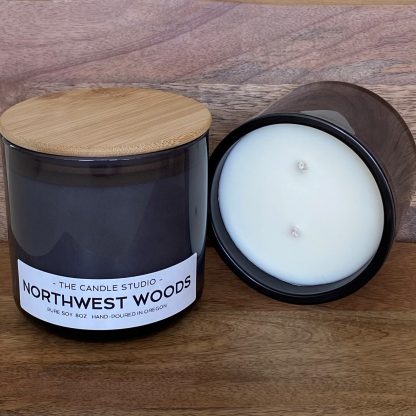 GLOW CANDLE STUDIO - Northwest Woods 12oz Soy Glass & Bamboo Candle