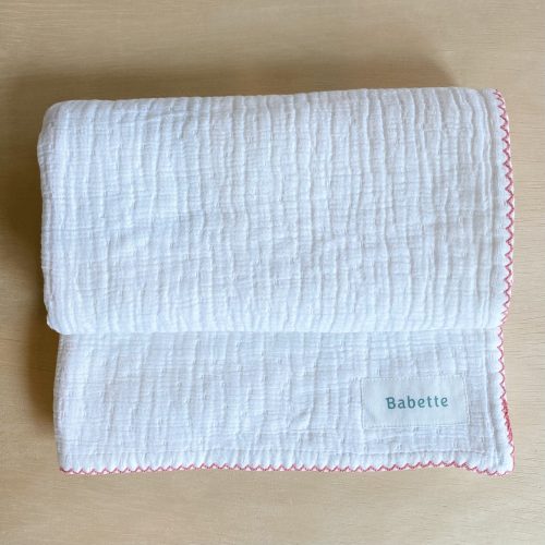 Pink Stitch Stroller Blanket